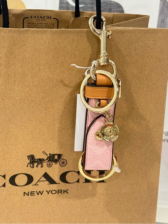 Coach Accessories - Coach Trigger Snap Bag Charm in Powder Pink Signature Canvas with Tea Rose NWT